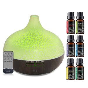 Large Room Humidifier & Aromatherapy Diffuser 550ml Tank, Remote, Ultra Quiet for Bedroom, Auto Shut-Off, Night Light