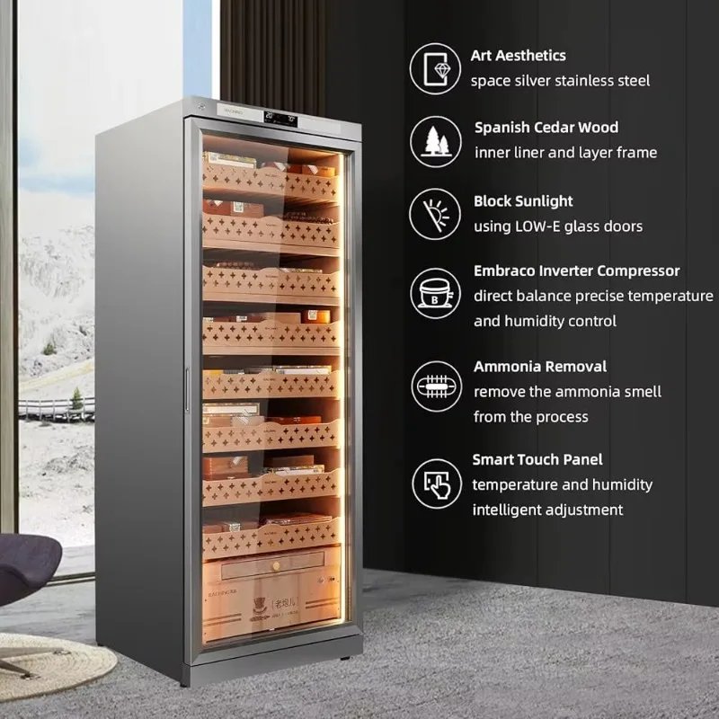 Wholesale Smart App Control WiFi Electric Humidifier Cigar Cabinet Precise Temperature Cigar Display Cabinet