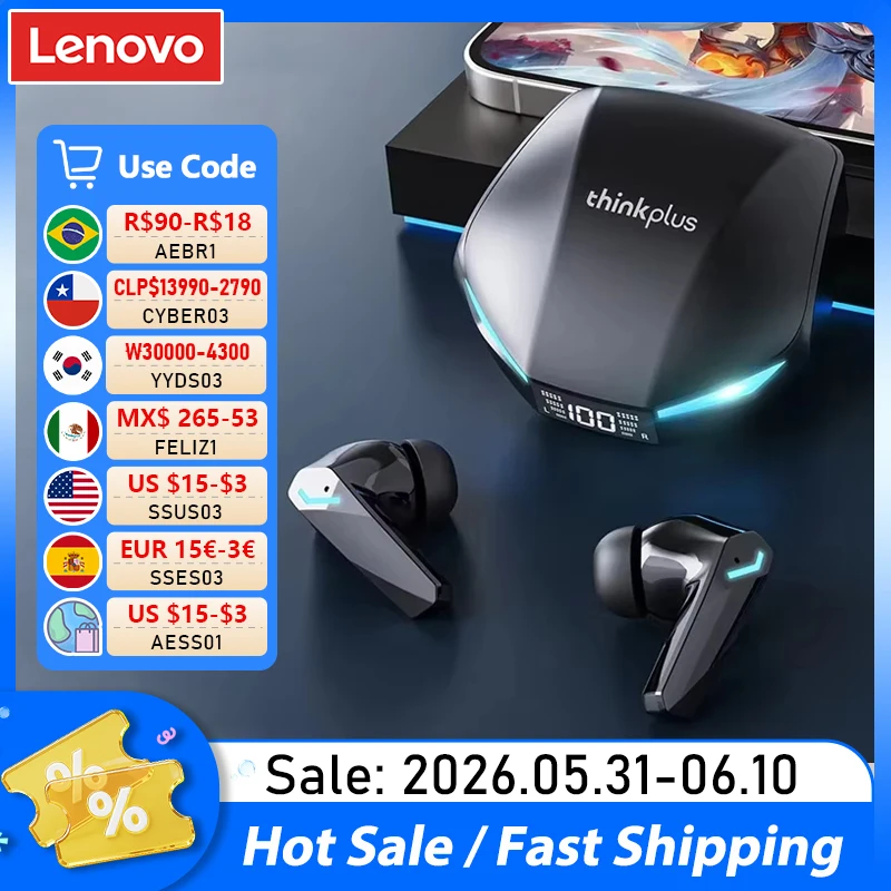 Belaidės ausinės Lenovo XT53 su Bluetooth 5.4 ir LED ekranu