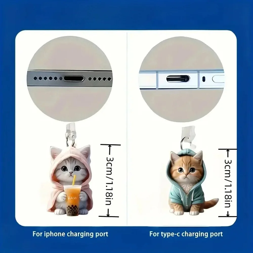 3D katinuko dulkių kamštis telefonui su pakabuku - Image 3
