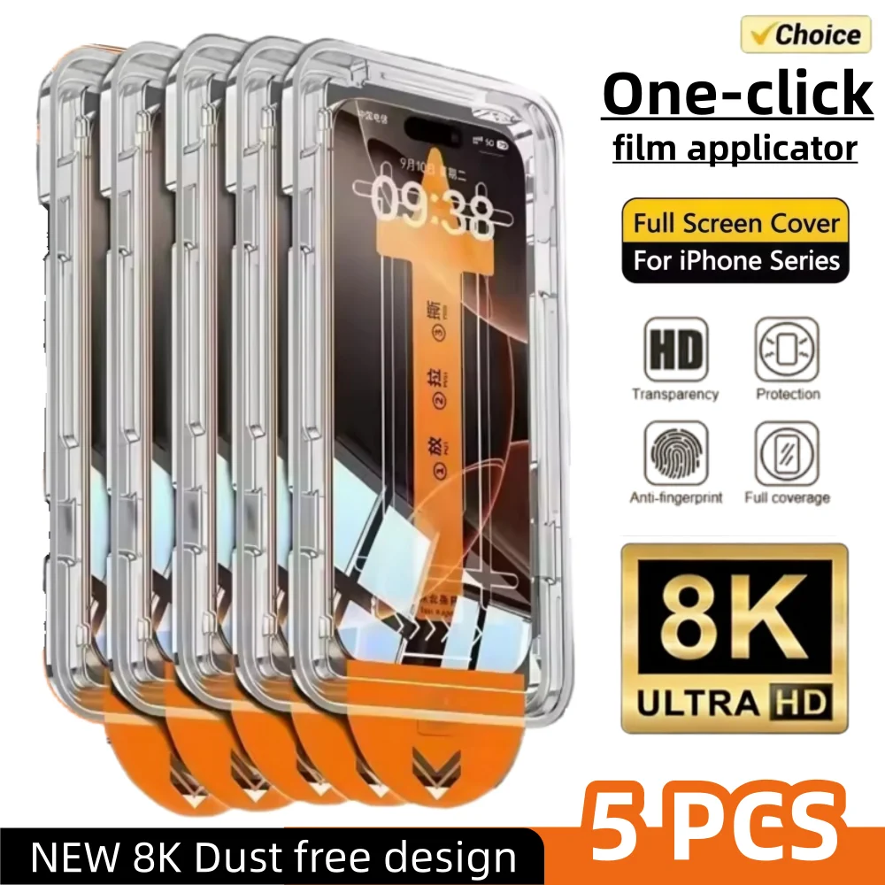 5 vnt. „iPhone“ HD apsauginiai stiklai