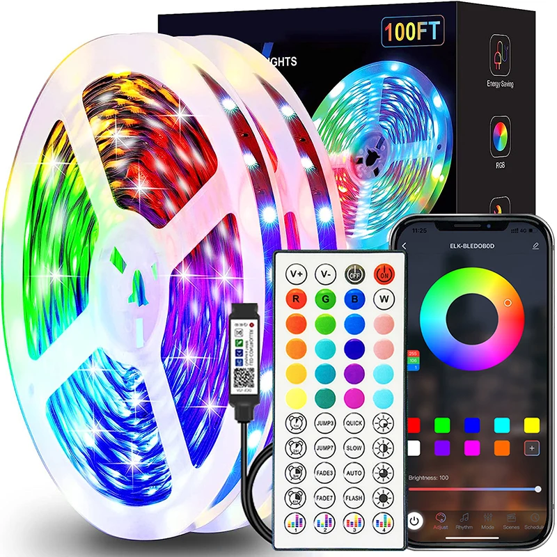 Išmanusis RGB LED apšvietimas su programėlės valdymu: 1-40 m juostos
