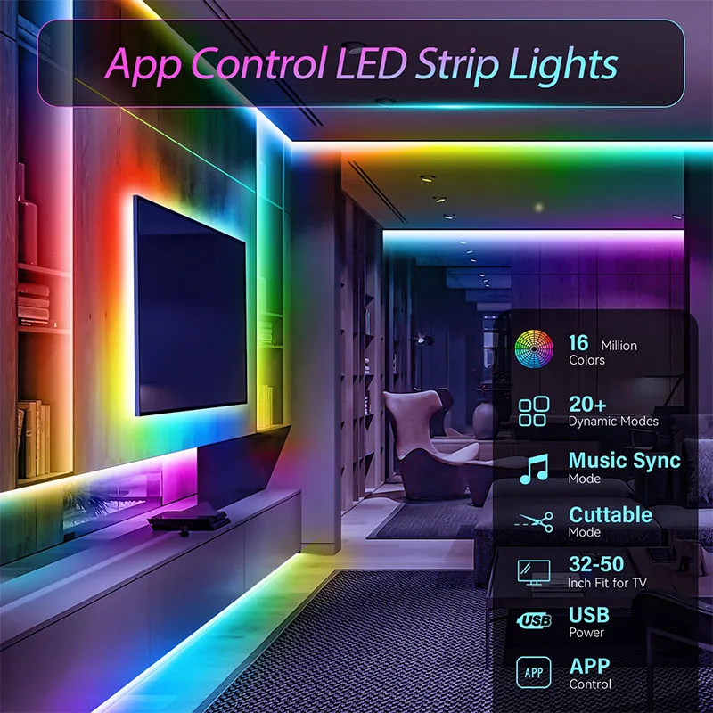 USB RGB LED juosta televizoriaus apšvietimui - Image 3