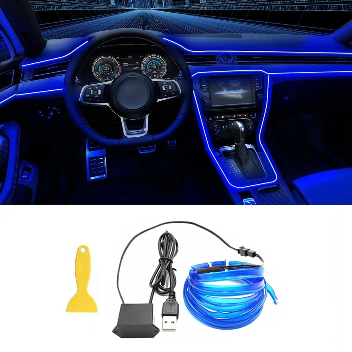 5M LED Juosta Automobilio Interjero Apšvietimui su Neon Troseliu