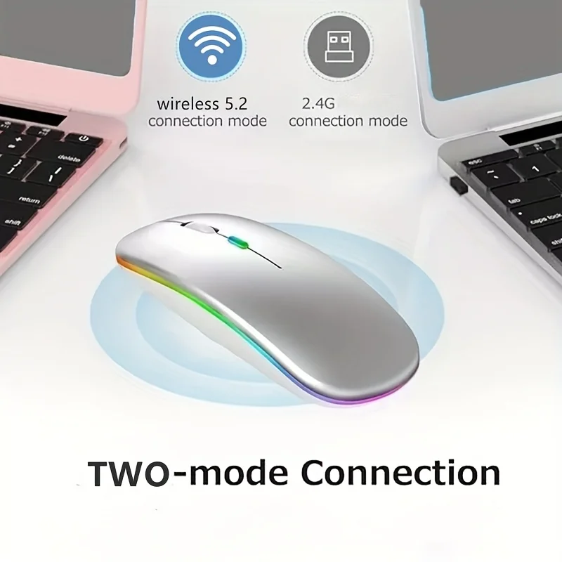 Itin plona belaidė įkraunama pelė su LED apšvietimu, Dual Mode - Image 4