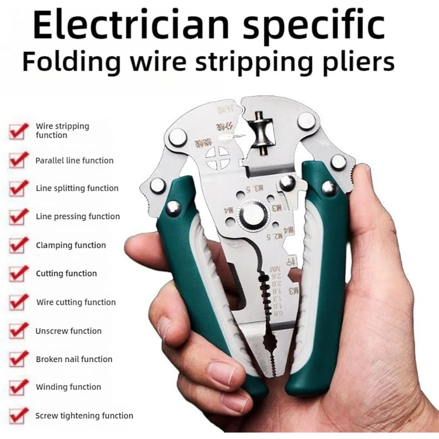 Sulankstomos 18-in-1 laidų nuėmimo replės elektrikams - Image 3