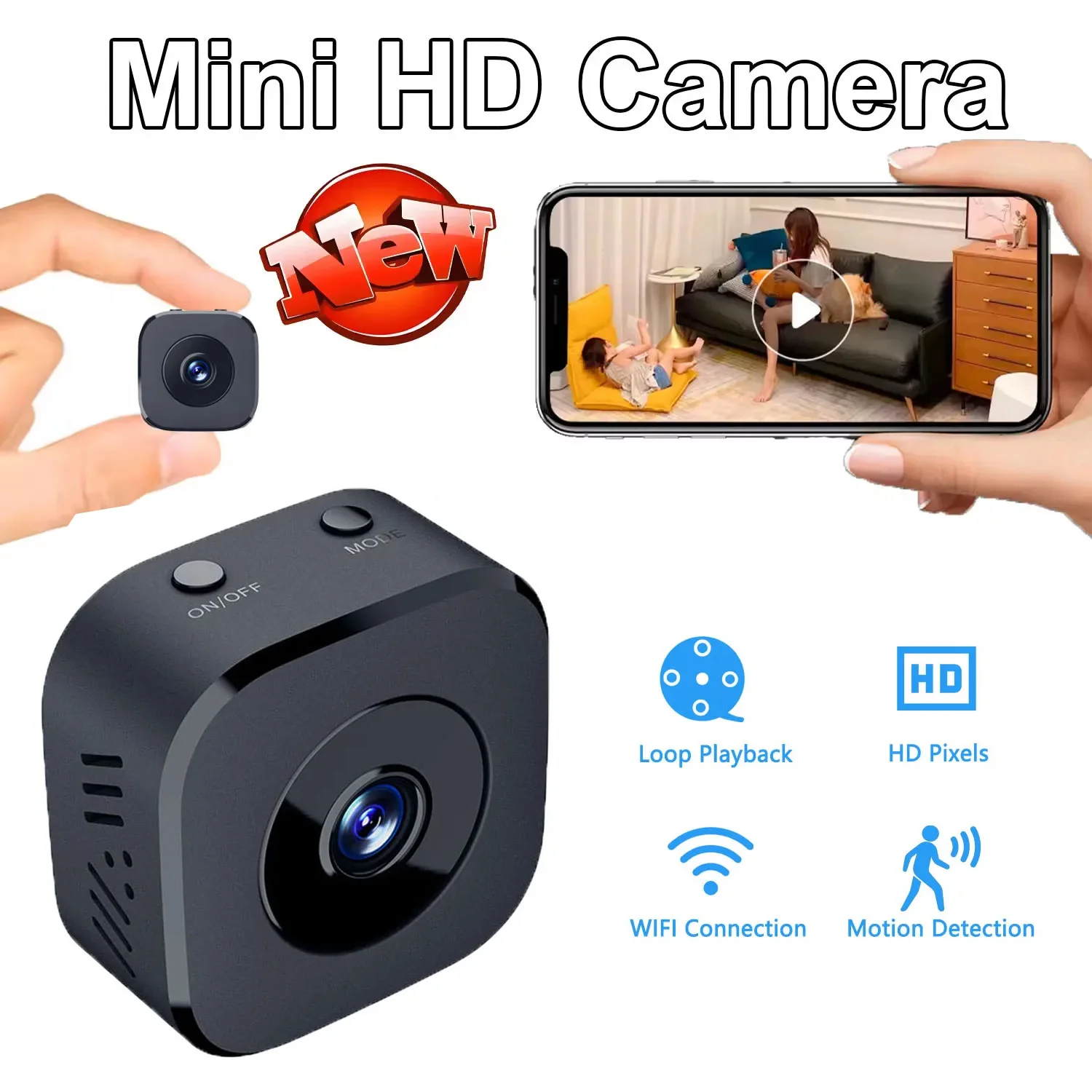 HD Mini Wi-Fi Stebėjimo Kamera su Spalvotu Naktiniu Matymu