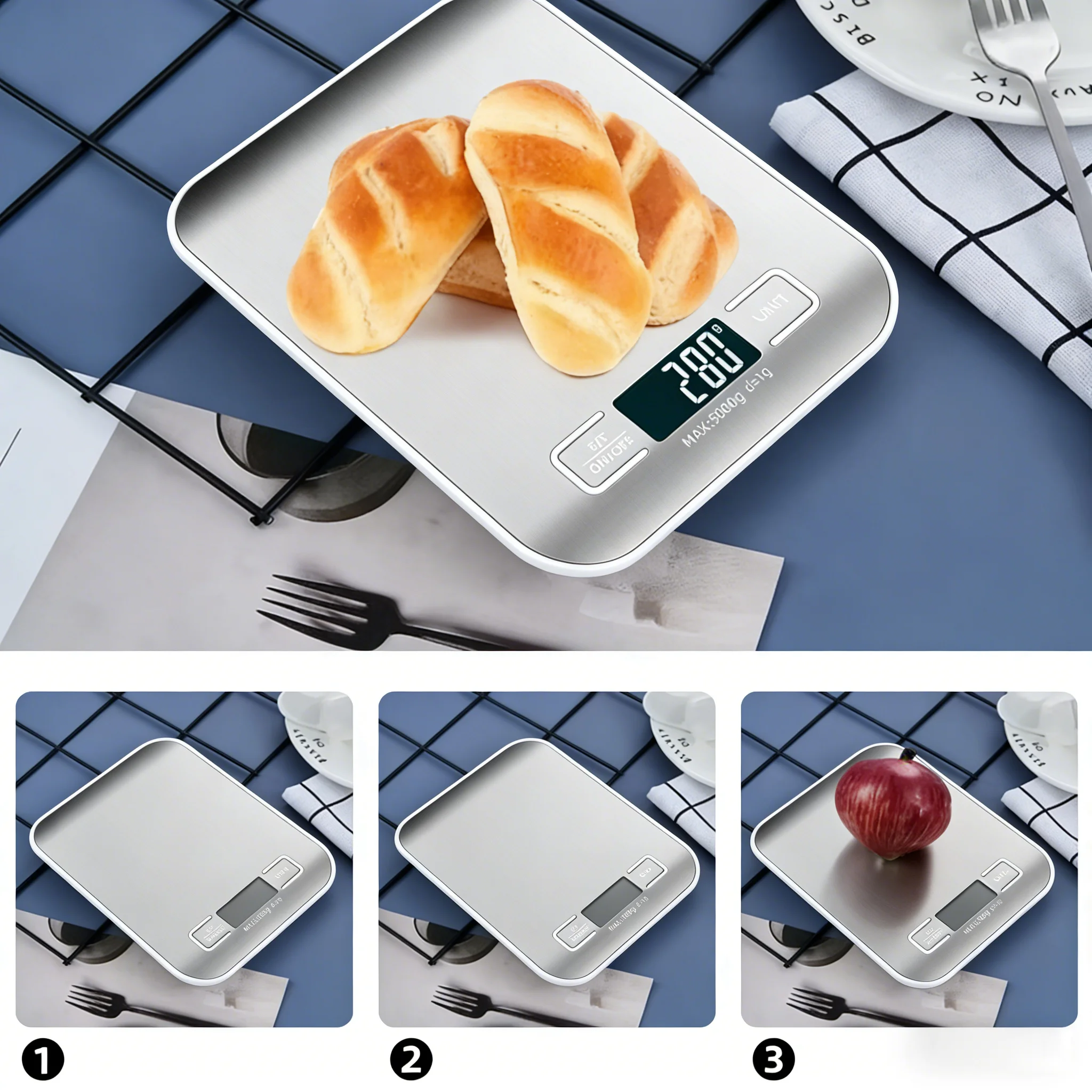 Skaitmeninės virtuvinės svarstyklės su LED ekranu (10kg/1g) - Image 4