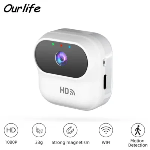 Ourlife HD Mini WiFi kamera su judesio sekimu namų saugumui