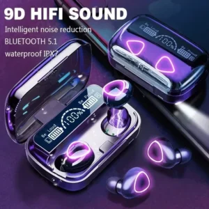 M10 Belaidės Bluetooth Ausinės su LED Ekranu ir Stereo Garsu