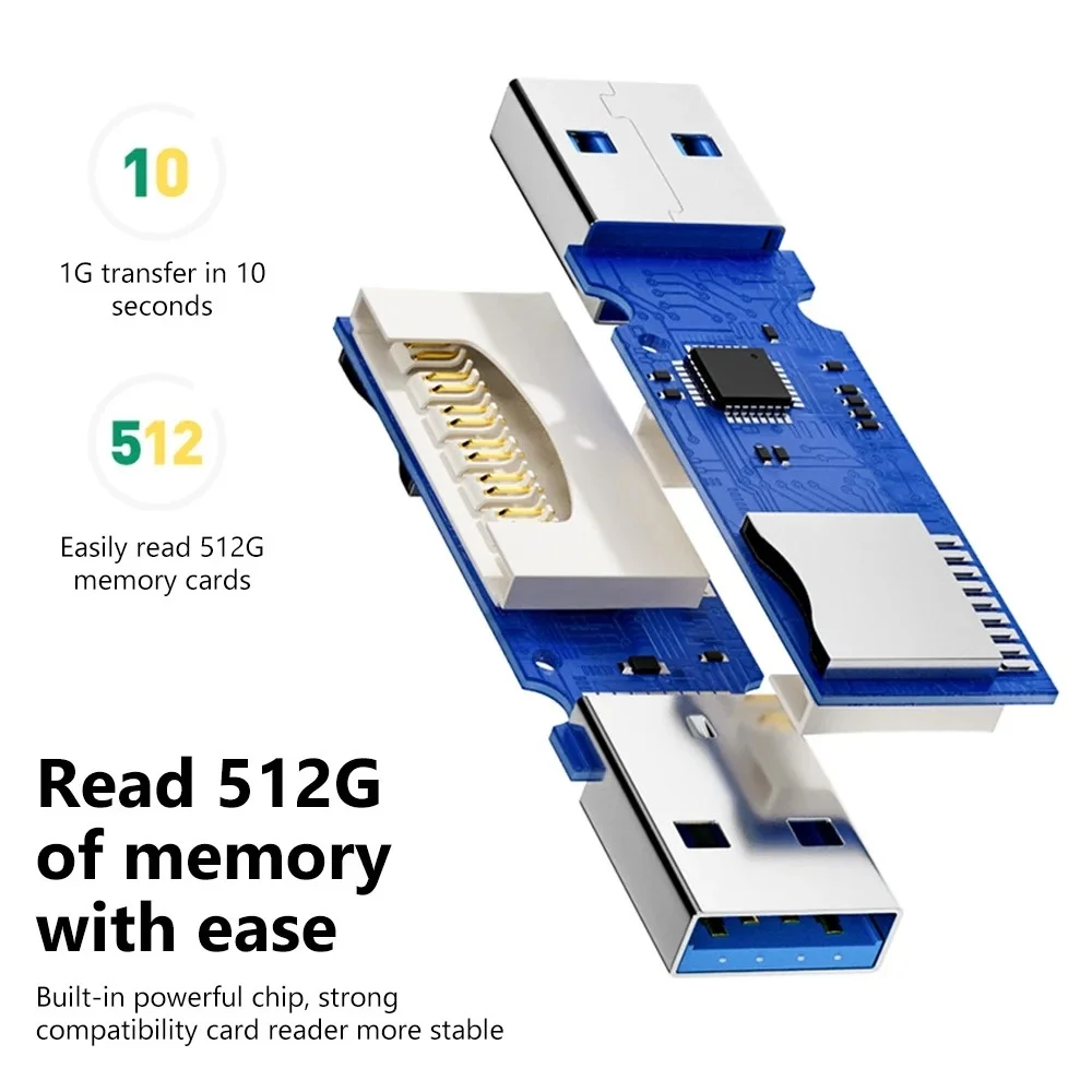 Didelio greičio 2-in-1 USB 3.0 SD TF kortelių skaitytuvas - Image 4