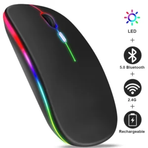 Belaidė Bluetooth pelė su RGB apšvietimu ir USB jungtimi