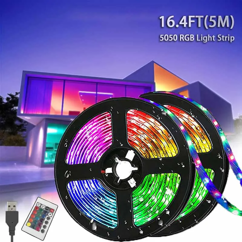 5M RGB LED juosta su USB valdymu – nuotaikingam apšvietimui