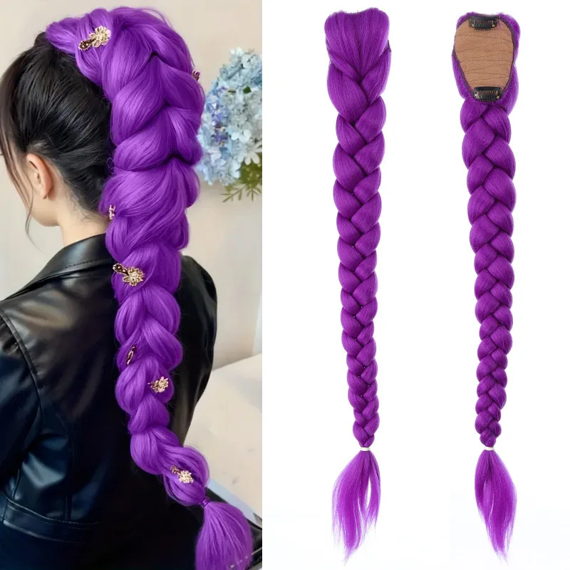 Sintetinis violetinis plaukų uodega perukas vaikų kostiumams