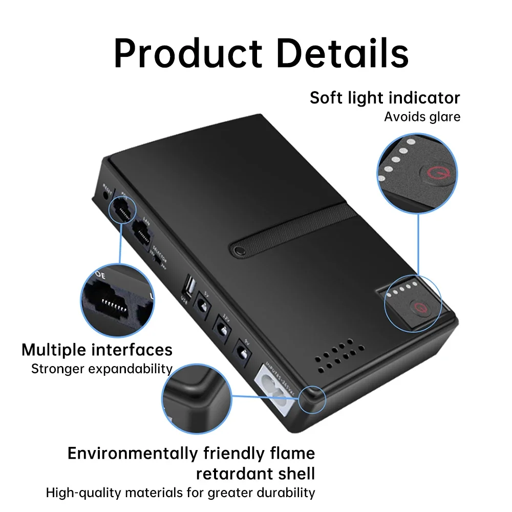 Mini UPS su integruotu adapteriu 5V/9V/12V/15V/24V - Image 4