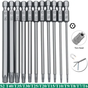 11 dalių Torx S2 apsauginių atsuktuvų antgalių rinkinys T6-T40