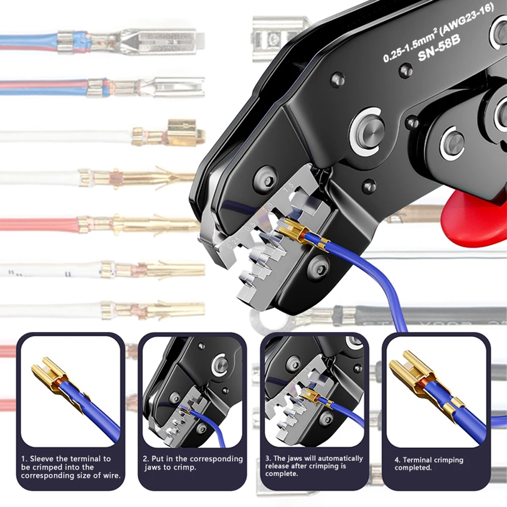Krimpavimo įrankių rinkinys Dupont, JST, Molex jungtims (SN-58B) - Image 3