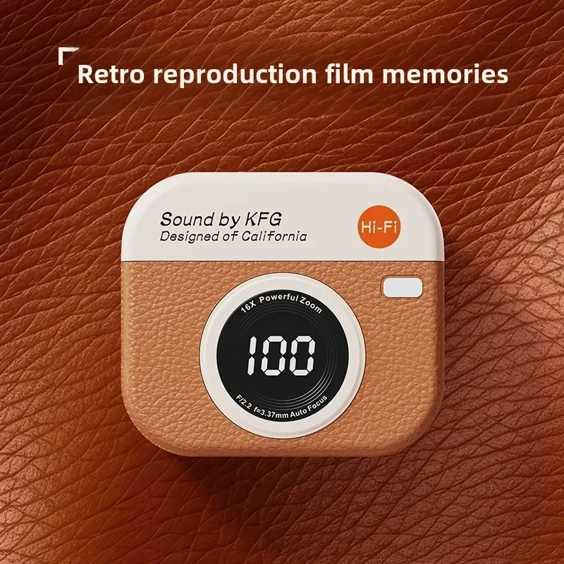 Q86 Belaidės pusiau įkišamos ausinės su retro kameros dizainu - Image 4
