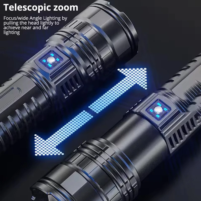 Itin galingas LED žibintuvėlis su įmontuota baterija - Image 4