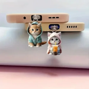 3D katinuko dulkių kamštis telefonui su pakabuku