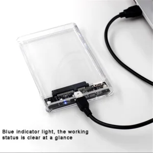 Skaidrus 2.5 colio SSD/HDD SATA į USB2.0 Type-C dėklas