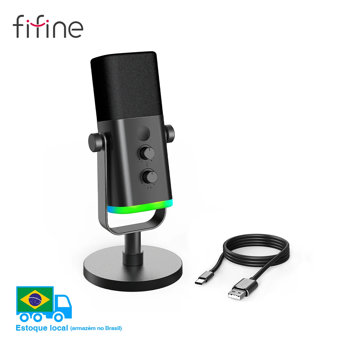 FIFINE AmpliGame K056 USB/XLR RGB Dinaminis Mikrofonas