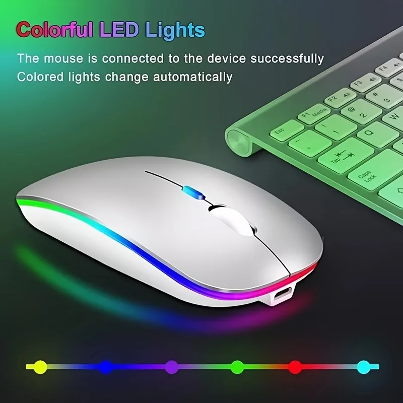 Itin plona belaidė įkraunama pelė su LED apšvietimu, Dual Mode - Image 2
