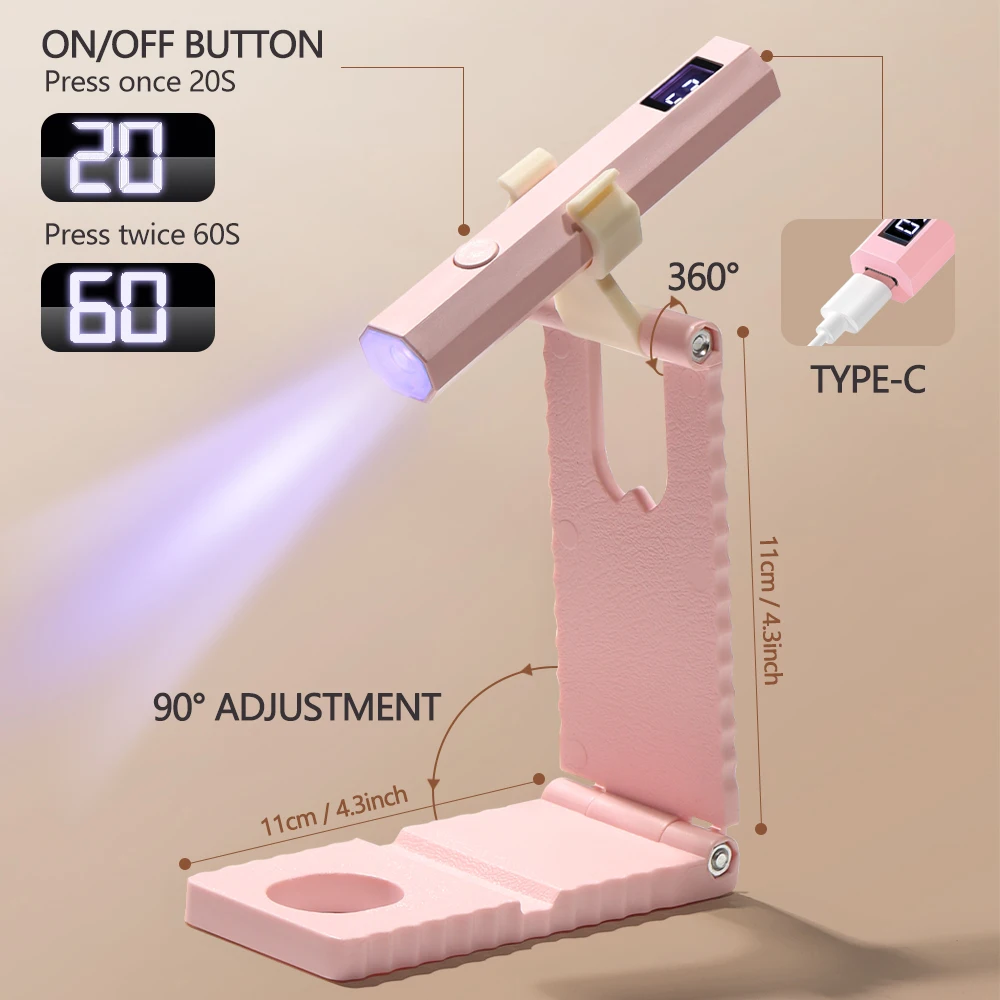 Belaidis UV/LED gelinio nagų lakavimo džiovintuvas su stovu ir LCD - Image 2