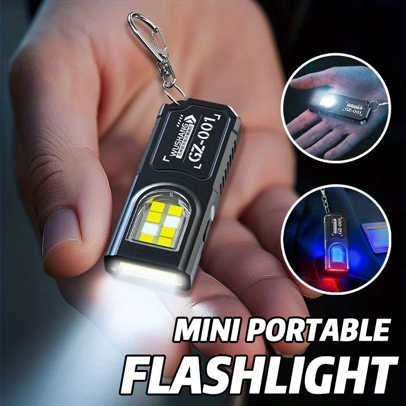 Galingas Mini COB LED Raktų Pakabuko Žibintuvėlis su USB-C pakrovimu