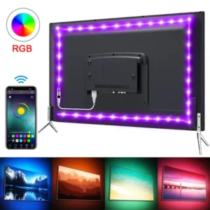 Išmanus RGB LED apšvietimas televizoriui su Bluetooth valdymu