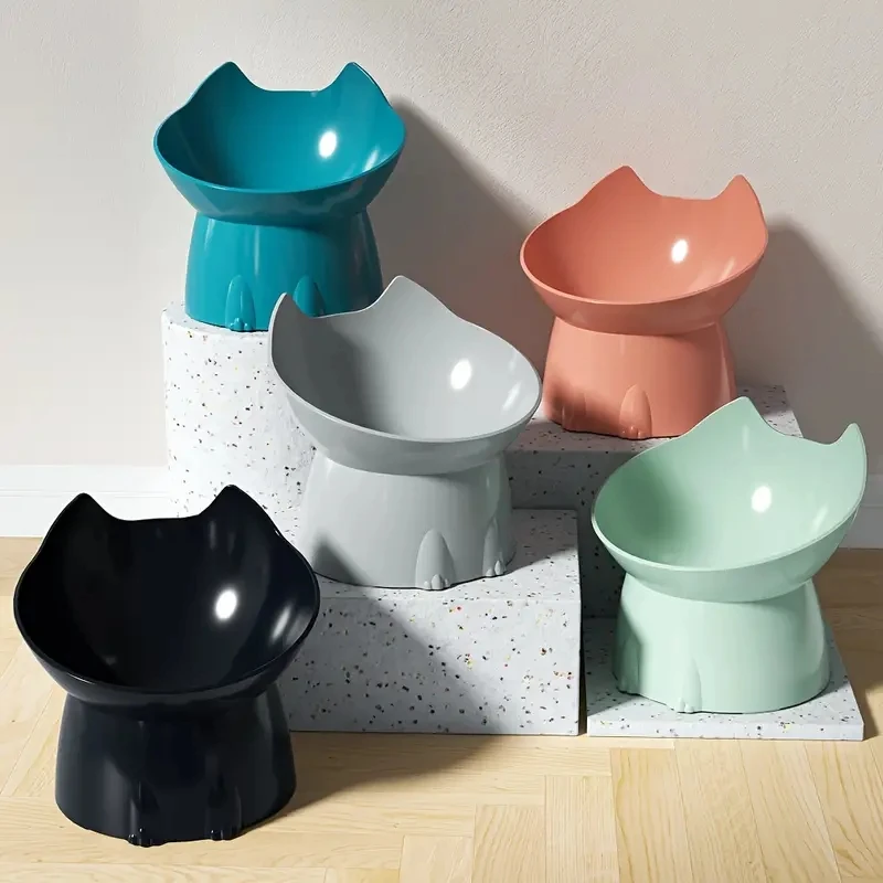 Pakeltas „WhiskerWare“ dubenėlis katei su nulenktu kraštu