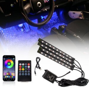 RGB LED salono apšvietimas automobiliams su valdymu