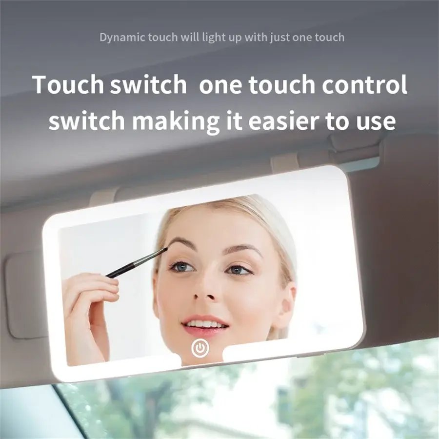 LED HD kosmetinis veidrodėlis automobiliui su apšvietimu