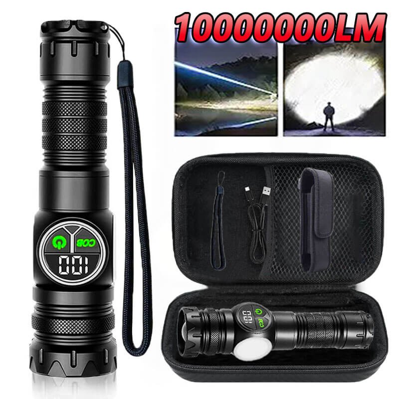Galingas LED Žibintuvėlis su COB Šonine Šviesa ir Magnetu – USB Įkraunamas