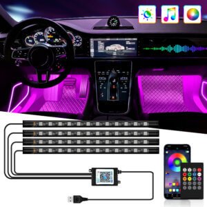 RGB LED salono apšvietimas automobiliui su valdymu