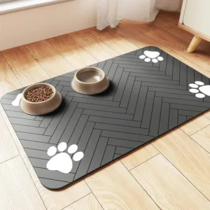 Pet Feeding Mat-Absorbent Pet Placemat Rubber Backing Quick Dry Water Mat for Dog Cat for Food and Water Bowl with Water