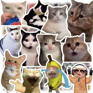 Animacinių kačiukų lipdukų rinkinys dekoravimui