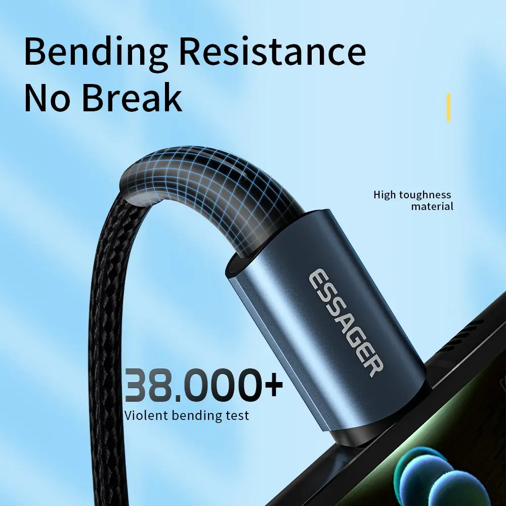 Essager 100W USB-C į USB-C greitojo įkrovimo laidas - Image 3