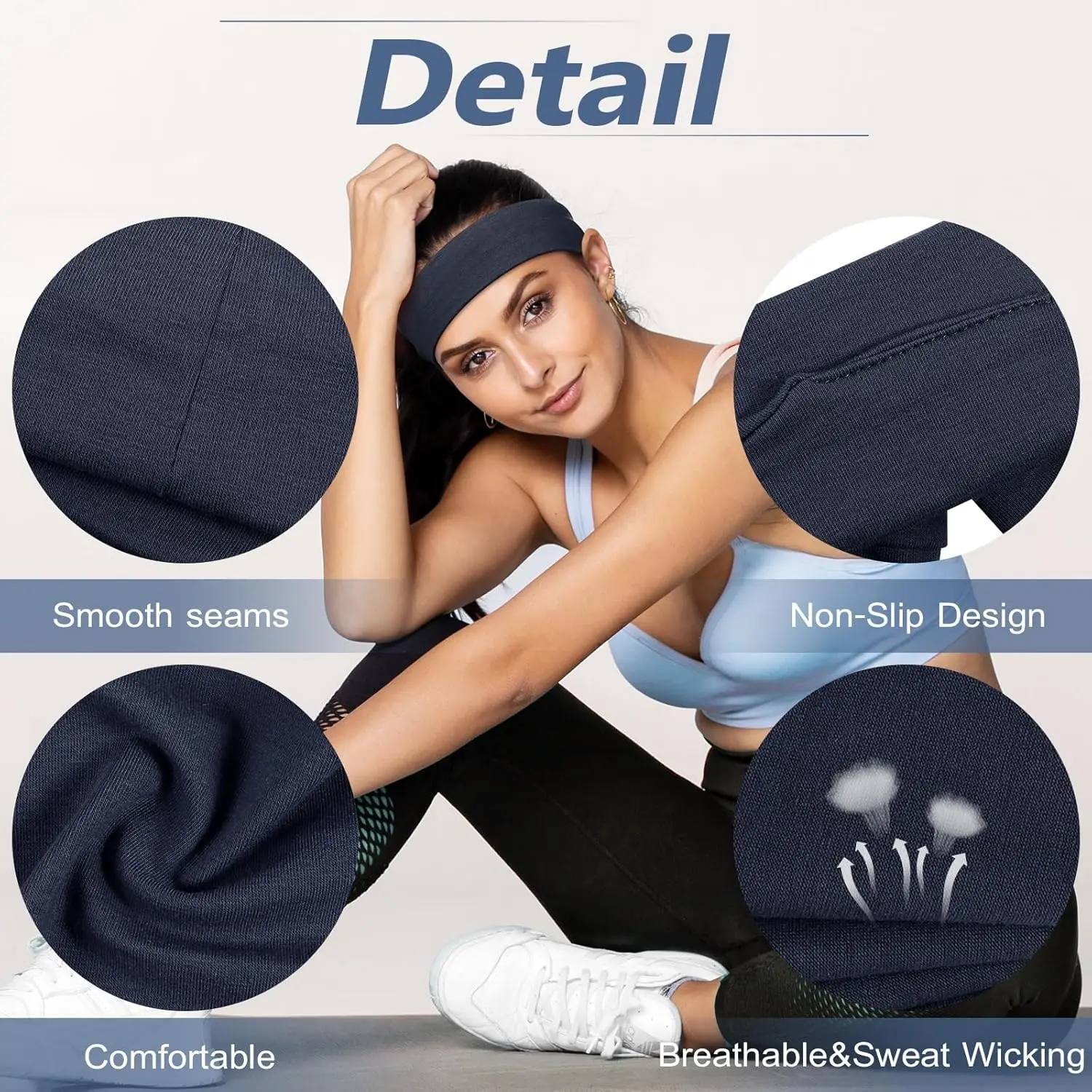 6pcs Simple Basic Solid Color Sports Yoga Headband to Absorb Sweat For Men and Women - Image 4