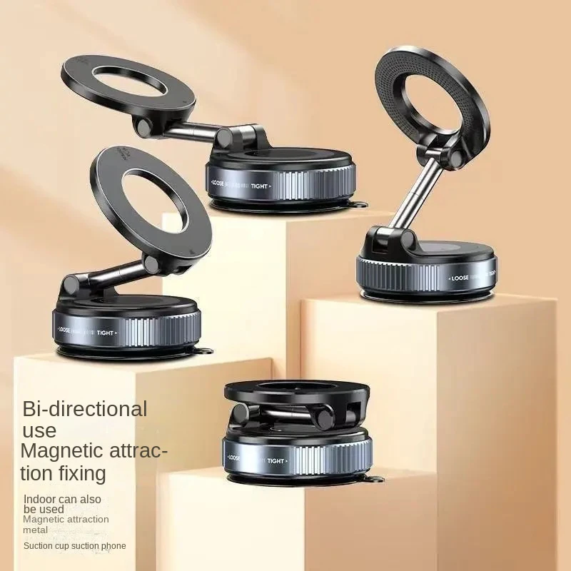 Car Mount Vacuum Magnetic Holder Foldable Strong Suction Stand For Cell Phone For phone with Magnetic sheet and Live Str - Image 2