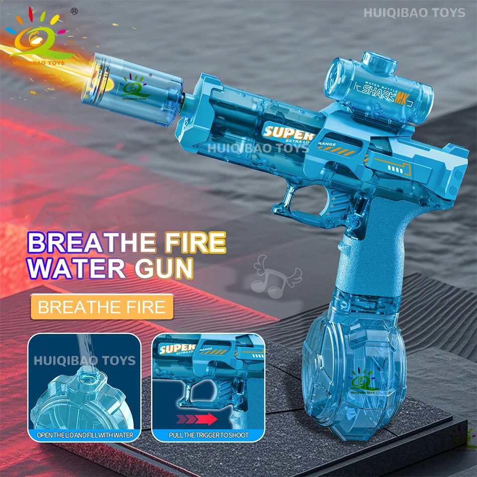 HUIQIBAO Electric Pulse Water Gun Simulated Flame Sensor Light Fully Automatic Fights Toy Water Pistol Outdoor Beach Toy - Image 3