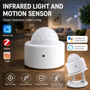 ZigBee 3.0 PIR Motion Sensor Wireless Smart Home Security Protection Alarm Works With Alexa Google Home Need Require Gat