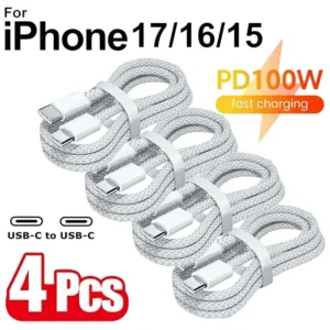 Greitojo įkrovimo USB-C į USB-C laidai (4 vnt., 100W)