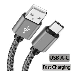 Nylon Data Cable Fast Charger USB A to Type C Charging Cable For Huawei Samsung Android Phone TypeC Charging Device 1M 2