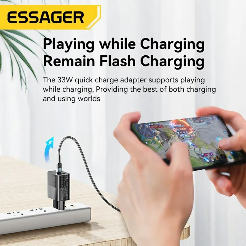 Essager 33 W GaN greitasis įkroviklis su USB-C ir USB-A - Image 2