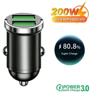 Galingas automobilinis įkroviklis su USB ir USB-C (PD, QC3.0)