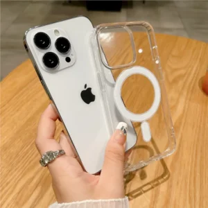 Skaidrus MagSafe dėklas iPhone (11-15 serijai), atsparus smūgiams