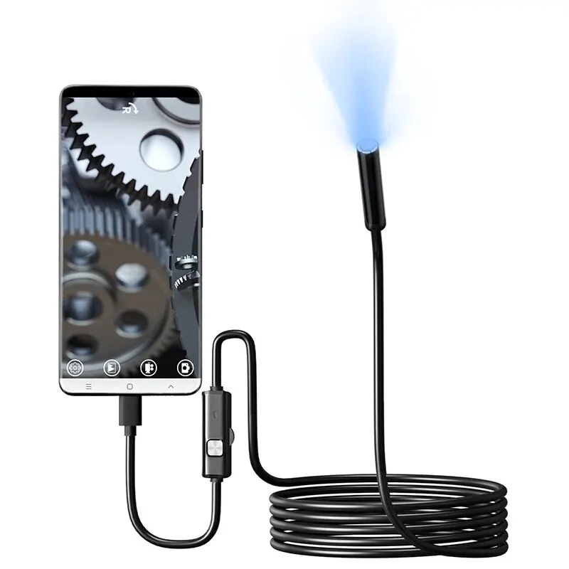 7.0MM TYPE-C Endoscope Camera IP67 Waterproof 6 LEDs Adjustable USB Android Flexible Inspection Borescope Cameras for Ph