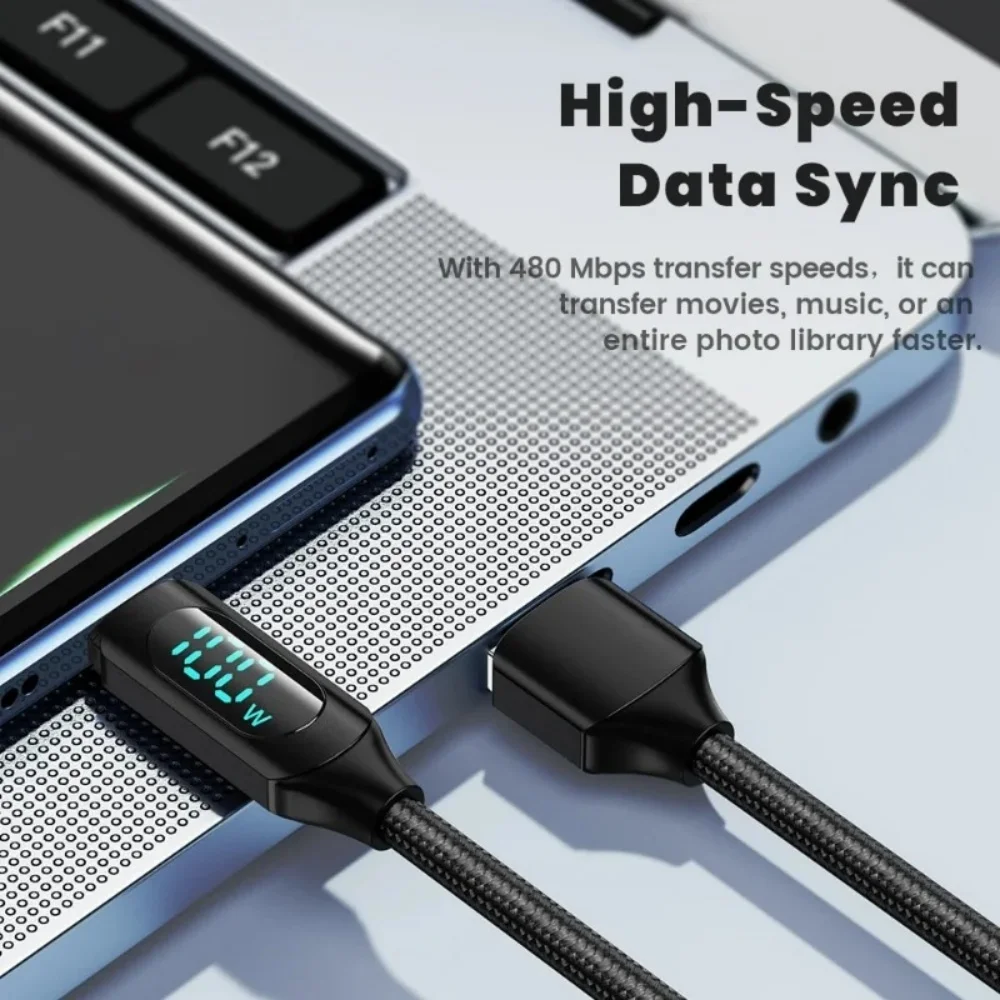 Išmanusis 120W USB-C įkrovimo laidas su galios ekranu - Image 4