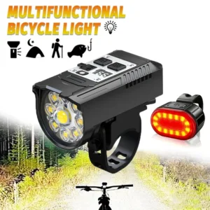 Įkraunamas LED žibintuvėlis dviračiui (9 LED, USB-C)